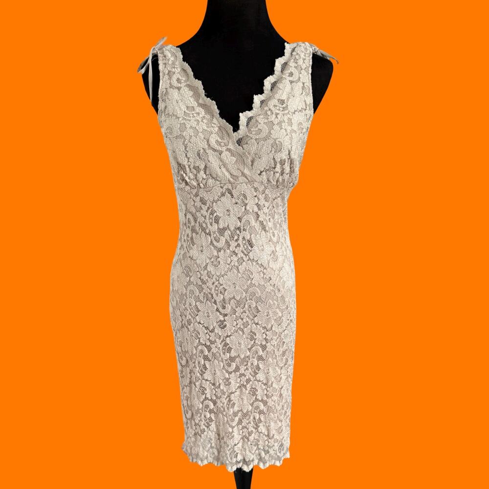 90's vintage cream lace romantic coquette bodycon y2k dress LARGE *runs small*